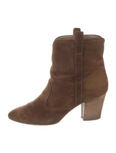Pre-owned Laurence Dacade Suede Western Boots In Brown