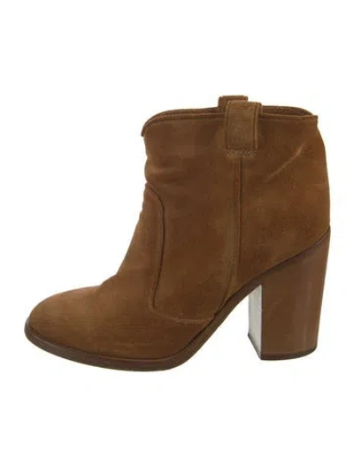 Pre-owned Laurence Dacade Suede Western Boots In Brown