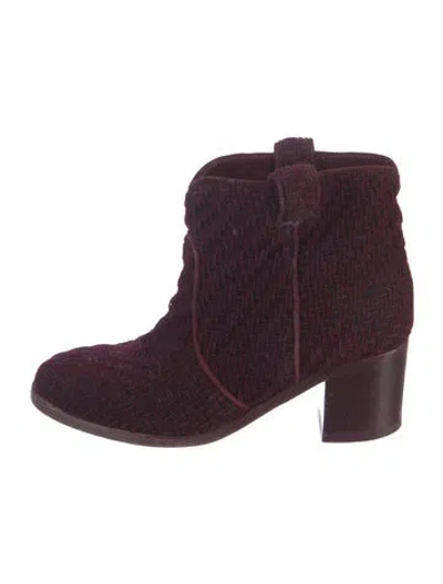 Pre-owned Laurence Dacade Tweed Lace-up Boots In Burgundy