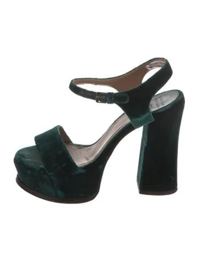 Pre-owned Laurence Dacade Velvet Slingback Pumps In Green