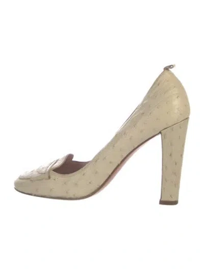 Pre-owned Laurence Dacade Vintage Ostrich D'orsay Pumps In Neutral