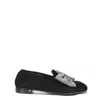 Laurence Dacade Women's Angela Bow Suede Loafer In Black/silver In Black