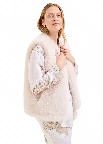 Laurence Tavernier Colette Faux Fur Vest In Cream In White