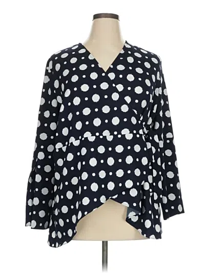 Pre-owned Laurie Felt 3/4 Sleeve Blouse In Blue