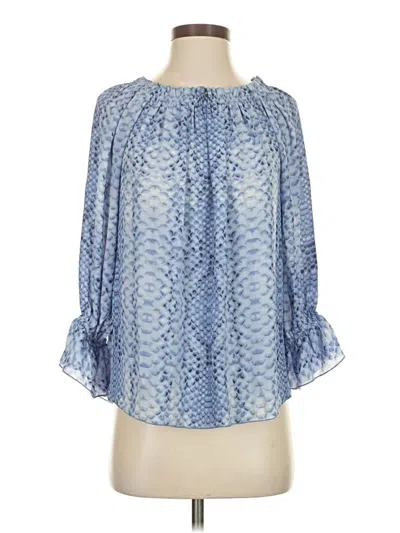 Pre-owned Laurie Felt 3/4 Sleeve Blouse In Blue