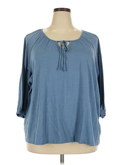 Pre-owned Laurie Felt 3/4 Sleeve Blouse In Blue