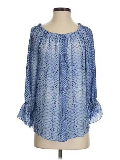 Pre-owned Laurie Felt 3/4 Sleeve Blouse In Blue