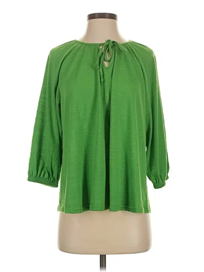Pre-owned Laurie Felt 3/4 Sleeve Blouse In Green