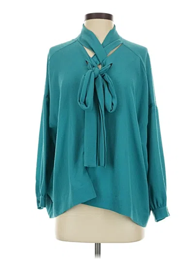 Pre-owned Laurie Felt 3/4 Sleeve Blouse In Teal