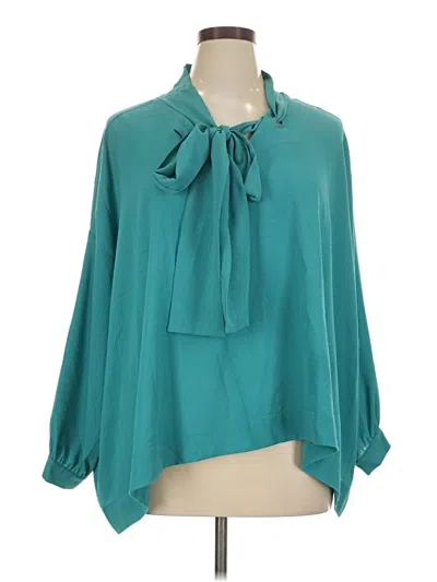 Pre-owned Laurie Felt 3/4 Sleeve Blouse In Teal