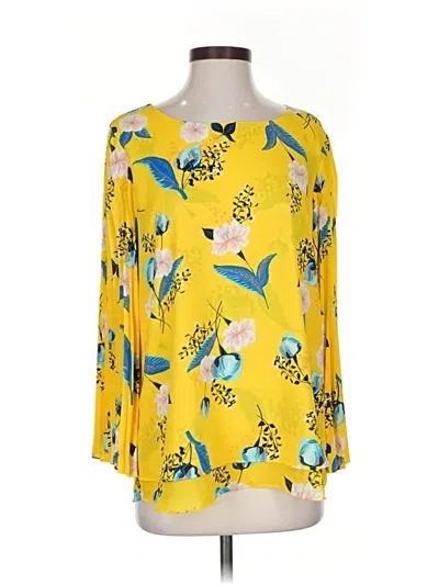 Pre-owned Laurie Felt 3/4 Sleeve Blouse In Yellow