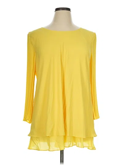 Pre-owned Laurie Felt 3/4 Sleeve Blouse In Yellow