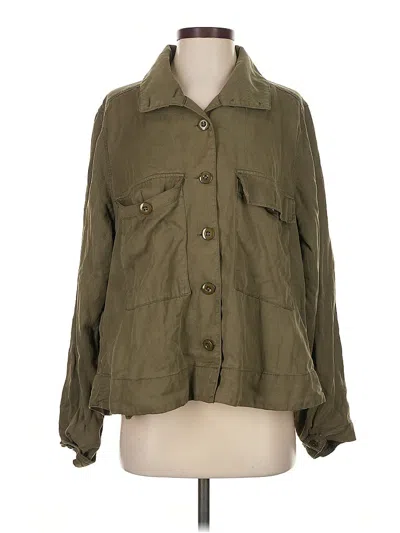 Pre-owned Laurie Felt 3/4 Sleeve Button Down Shirt In Green