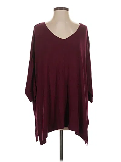 Pre-owned Laurie Felt 3/4 Sleeve Top Burgundy V Neck Tops