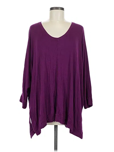 Pre-owned Laurie Felt 3/4 Sleeve Top Purple V Neck Tops