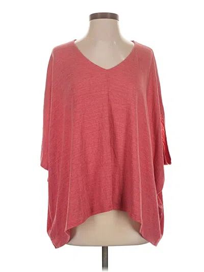 Pre-owned Laurie Felt 3/4 Sleeve Top Red V-neck Tops