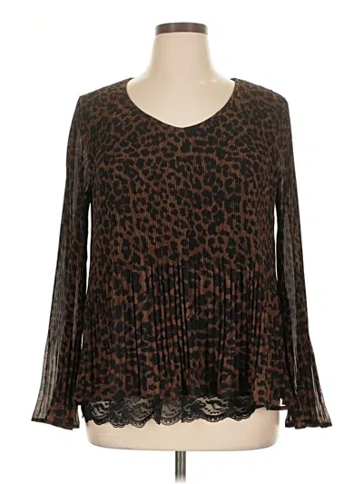 Pre-owned Laurie Felt Long Sleeve Blouse In Brown