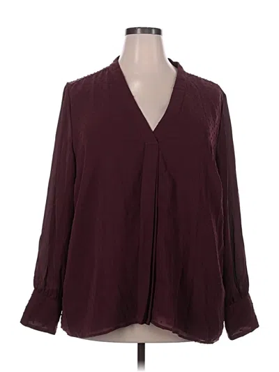 Pre-owned Laurie Felt Long Sleeve Blouse In Burgundy