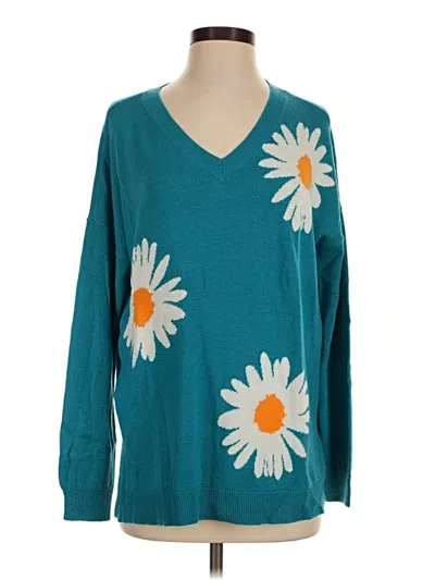 Pre-owned Laurie Felt Pullover Sweater In Teal