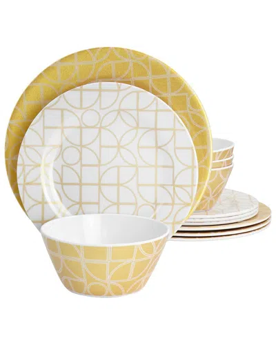 Laurie Gates Dnu  Summer Bloom 12pc Melamine Dinnerware Set