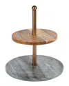 Laurie Gates Grey Marble & Acacia Wood 2-tier Server In Multi
