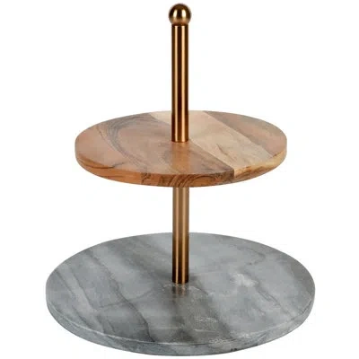 Laurie Gates Marble Tray In Brown;silver