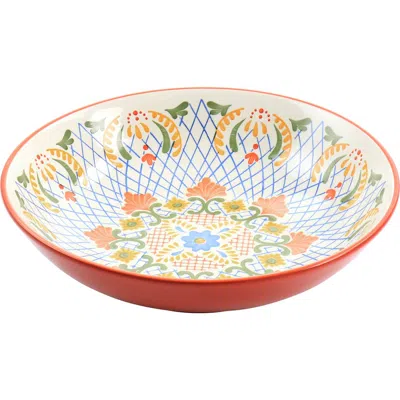 Laurie Gates Tierra 10.5 Inch Hand Painted Stoneware Pasta Bowl Red In Multi