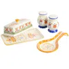 Laurie Gates Tierra 4 Piece Hand Painted Ceramic Tableware Accessory Set In Multi