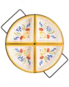 Laurie Gates Tierra 4-section Hand Painted Stoneware Tidbit Dish In Multi
