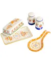 Laurie Gates Tierra 4pc Hand Painted Ceramic Tableware Accessory Set