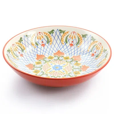 Laurie Gates Tierra Hand Painted 42 Oz. Pasta Dish In Red