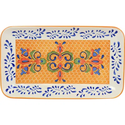 Laurie Gates Tierra Rectangular Stoneware Serving Platter In Orange