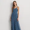 Laurèn Beaded Mesh Sleeveless Gown In Blue