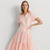 Laurèn Belted Cotton-blend Tiered Dress In Pink