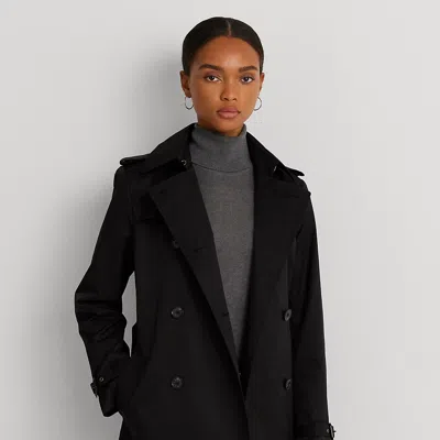 Laurèn Belted Cotton-blend Trench Coat In Black