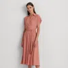 Laurèn Belted Crepe Dress In Pink
