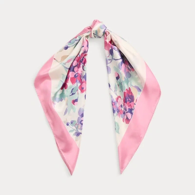 Laurèn Brigitte Floral Silk Twill Square Scarf In Pink