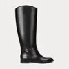 Laurèn Brooke Burnished Leather Riding Boot In Black