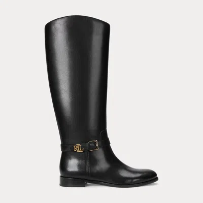 Laurèn Brooke Burnished Leather Riding Boot In Black