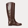 Laurèn Brooke Burnished Leather Riding Boot In Brown