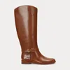 Laurèn Brooke Burnished Leather Riding Boot In Brown