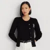 Laurèn Cable-knit Cotton Cardigan In Black