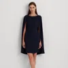 Laurèn Cape Georgette Cocktail Dress In Black