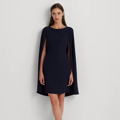 Laurèn Cape Georgette Cocktail Dress In Black