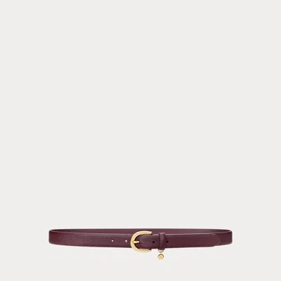 Laurèn Charm Crosshatch Leather Belt In Brown