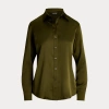 Laurèn Classic Fit Satin Charmeuse Shirt In Green