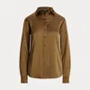 Laurèn Classic Fit Satin Charmeuse Shirt In Green