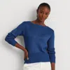 Laurèn Cotton-blend Boatneck Jumper In Blue