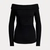 Laurèn Cotton-blend Off-the-shoulder Top In Black