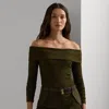 Laurèn Cotton-blend Off-the-shoulder Top In Brown